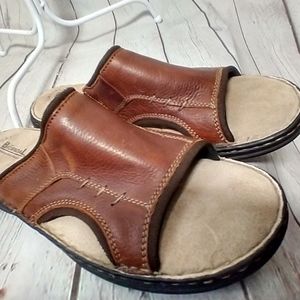 Bjorndal Journey Brown Leather Slip-On Slides Sandals Men's Size 12